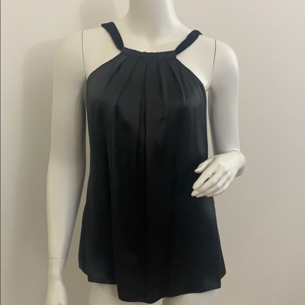 Elie Tahari Silk Tie Dark Grey Blouse